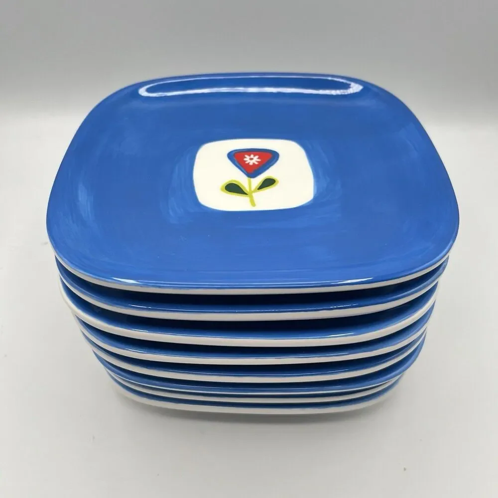 Winston Porter Borgeo Plates Set Of 8 - Blue